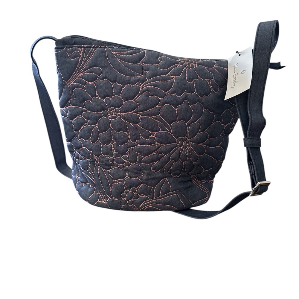 Floral Embroidered Black Shoulder Bag